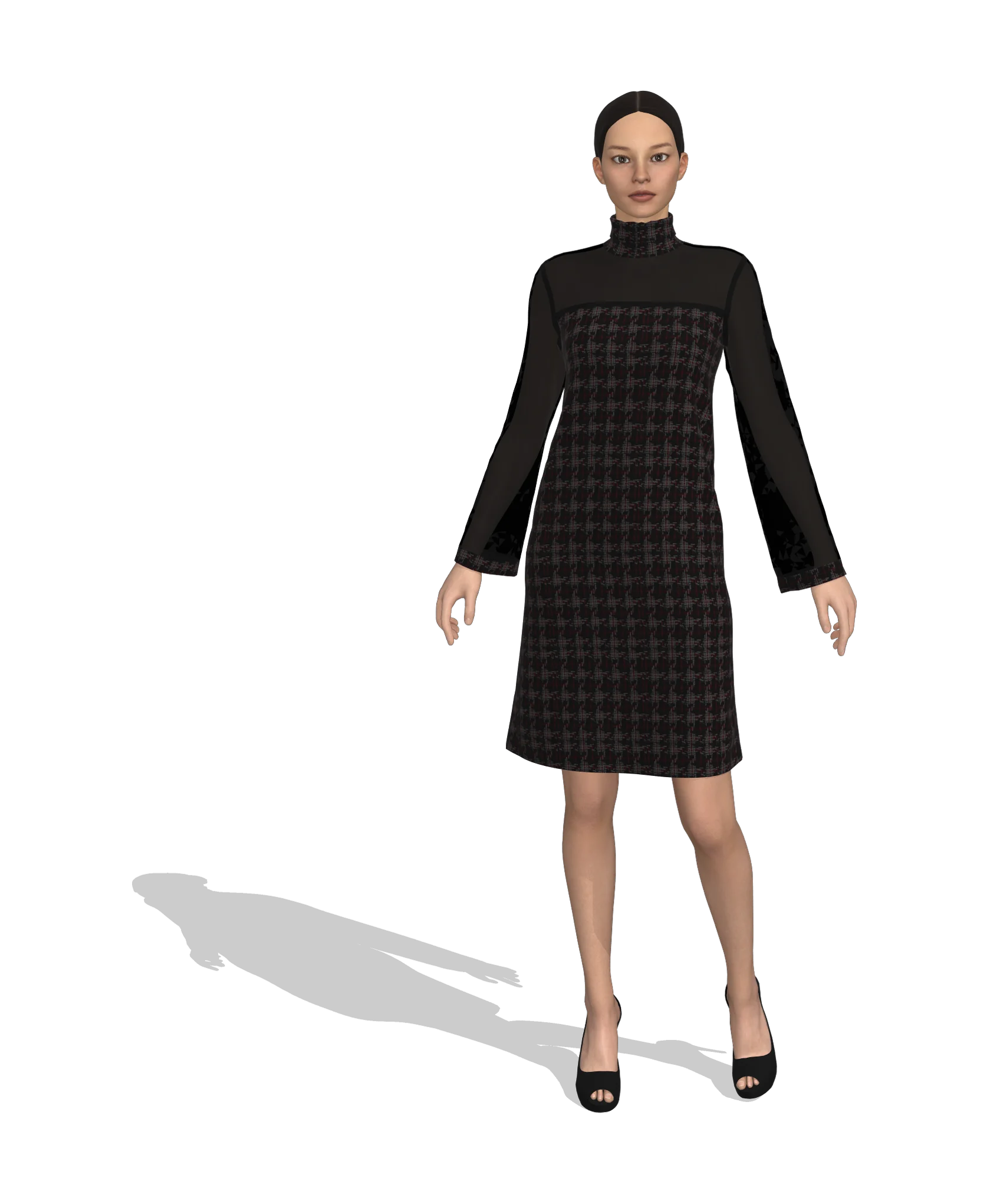 KDscion p74 full sleeve sheath dress - translucent two tone